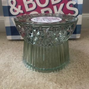 Bath & Body Works Green Glass 3Wick Candle Holder NEW